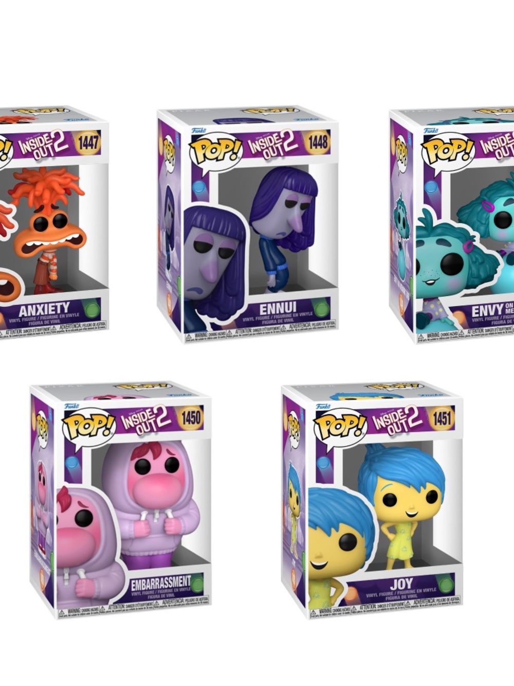 Inside Out 2 Anxiety, Ennui, Envy, Embarrassment, Joy Funko Pop!